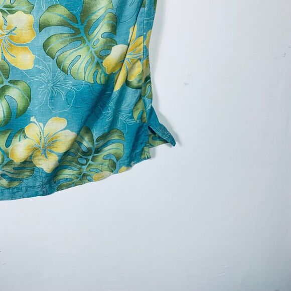 Three Palm Brand Shirt Mens XL Blue Silk Hawaiian Short Sleeve Button up Floral - Picture 8 of 12